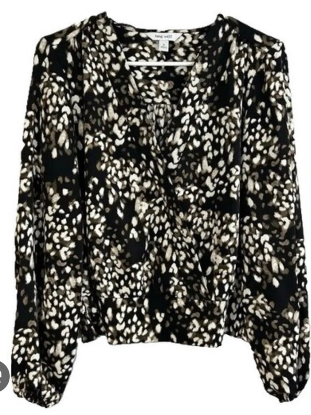 Nine West Brown and Cream Printed Blouse
